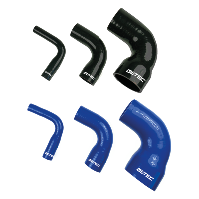 90° verloopbocht siliconen blauw en zwart